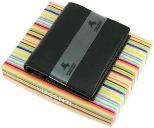 Vista 2 de Visconti BD14 - Cartera compacta de cuero multicolor para hombre, color negro, NegroRojo, Cartera plegable delgada