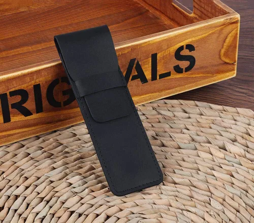 Vista 3 de Daimay Funda de cuero para bolígrafos Funda protectora de pluma de cuero para pluma de cuero de caballo loco Funda protectora - Negro