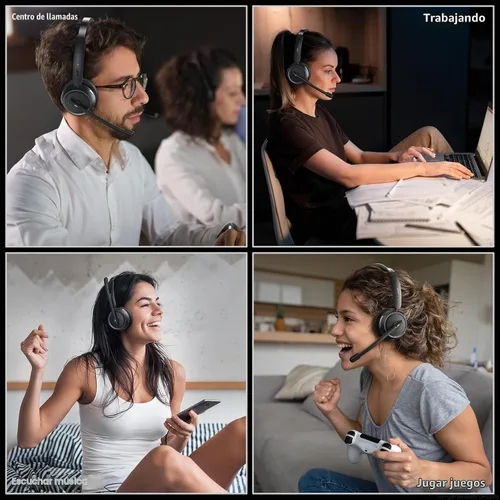 Vista 6 de LEVN Auriculares inalámbricos con micrófono para trabajo, auriculares Bluetooth con micrófono (cancelación de ruido), 65 horas de tiempo de trabajo