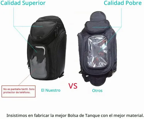 Vista 5 de Bolsa universal impermeable para tanque de motocicleta, cuenta con una ventanilla transparente y fuertes imanes para adherirse al tanque de su