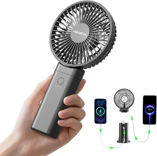 Vista 13 de HandFan Actualizado Ventilador de Mano Silencioso de 10,000 mAh - 4.5 Pulgadas Ventiladores de Mano Grandes Recargables, Ventilador Portátil