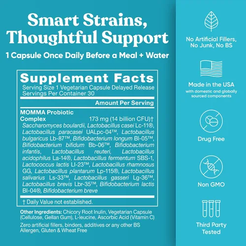Vista 7 de Paquete prenatal natural – Multivitamínico prenatal Glow – Probióticos Momma para mamá y bebé
