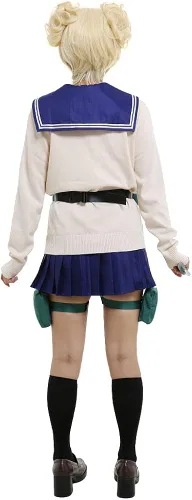 Vista 4 de miccostumes Disfraz de anime para mujer y niña, uniforme escolar JK con suéter y accesorios
