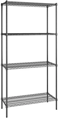 Vista 305 de Kit de 4 estantes de epoxi verde NSF de 21 x 72 pulgadas con postes de 86 pulgadas, estantería de almacenamiento resistente, kit de estantería