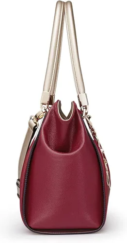 Vista 3 de Bolsos de cuero para mujer, bolsos de hombro con asa superior para mujer
