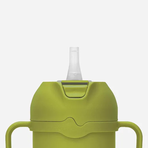 Vista 2 de Comotomo Vaso Tumbler para Niños Pequeños de 8 oz Aislado Tipo Sippy Cup con Pajita de Silicona y Boquilla, Verde