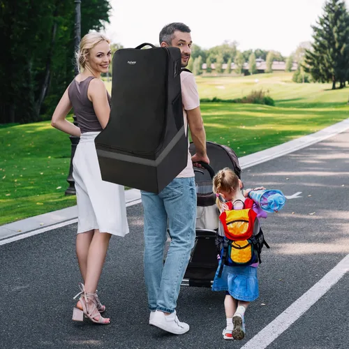 Vista 8 de Bolsa de viaje para asiento de automóvil, acolchada, cómoda, duradera, espaciosa, a cuadros, para asiento de automóvil, mochila 3 en 1, convertible