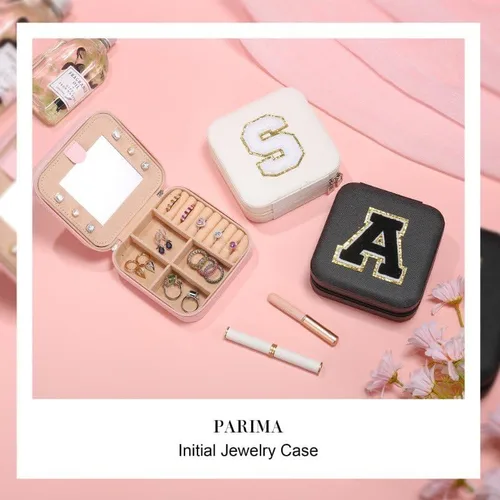 Vista 5 de Parima Joyero de viaje para mujeres y niñas, joyero con inicial H Joyero grande Joyero de viaje para mujer Joyero de viaje Regalos de viaje