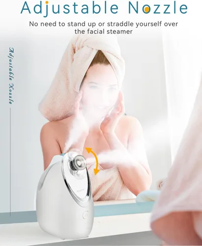 Vista 2 de Kingsmile Vaporizador facial, vaporizador facial 3 en 1 para cara, nanovaporizador compacto con aromaterapia, humidificador facial, boquilla