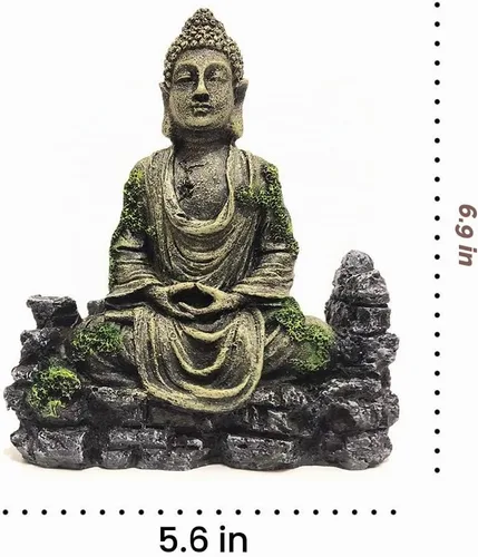 Vista 3 de SLOCME Decoración de estatua de Buda para acuario, decoración de acuario, estatua de Buda para pecera