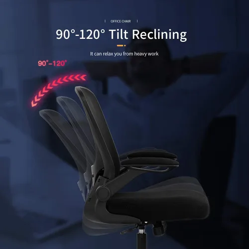 Vista 6 de Silla de oficina en casa, silla de escritorio ergonómica, silla de computadora de malla, sillas cómodas con respaldo medio con soporte lumbar