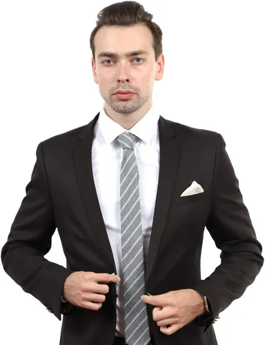 Vista 20 de JESLANG Corbata de algodón y lino de 2.56 pulgadas para hombre, perfecta para ocasiones formales e informales
