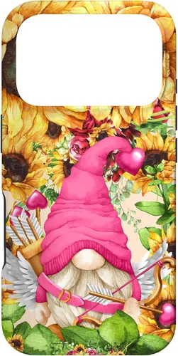 Vista 30 de Valentines Gnome in Cupid Costume for Women with Sunflower Case for iPhone 17