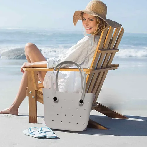 Vista 3 de BBAUER Bolsa de playa grande, impermeable, lavable, de verano, bolsa de playa para mujer, elegante alternativa de malla de lona