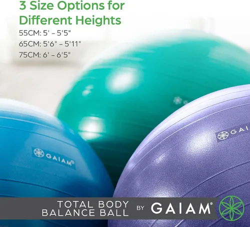 Vista 2 de Gaiam Pelota de equilibrio para todo el cuerpo de yoga, antiestallido con bomba de aire para silla de casa, oficina y fitness - Varios tamaños