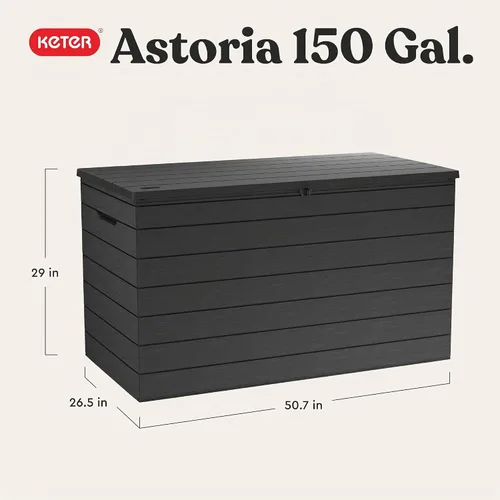 Vista 2 de Keter Astoria - Caja de almacenamiento exterior de 150 galones para Astoria Gris