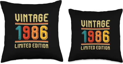 Vista 3 de 40 Year Old For Men Women Retro Vintage 1986 Limited Edition Throw Pillow