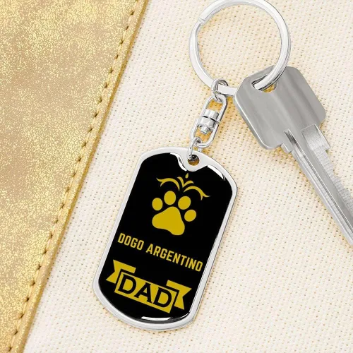 Vista 8 de Express Your Love Gifts Dogo Argentino Keychain Stainless Steel or 18k Gold