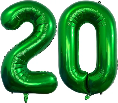 Vista 14 de Globos de color verde oscuro con el número 10 de 40 pulgadas, globos de helio de papel de aluminio de 10 pulgadas para decoración de eventos de 10º