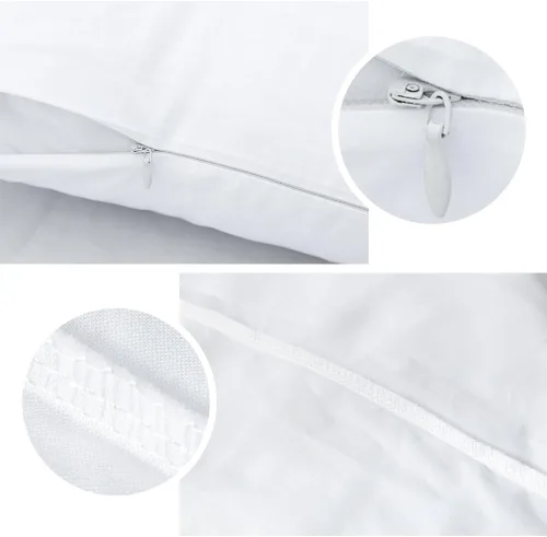 Vista 2 de Paquete de 4 protectores de almohada con cremallera, fundas de almohada de 400 hilos de alta calidad, 100% algodón egipcio, color blanco