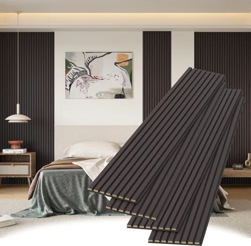 Vista 11 de POHARE Paneles de pared de listones de madera, paquete de 2 paneles decorativos de madera de 8 x 1 pie para pared, elegantes paneles de pared