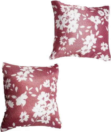 Vista 2 de Melody Jane Dolls Houses Cojines de casa de muñecas Rosa y Blanco Floral Square Scatter Almohada 1:12 Accesorio