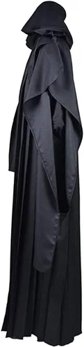 Vista 6 de CosDaddy Disfraz de cosplay para hombre, túnica de uniforme para cosplay, versión de lino, Negro