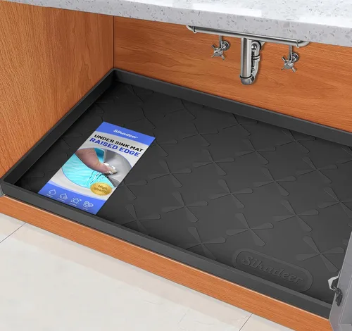 Vista 7 de SIKADEER Tapete impermeable de 19 x 19 pulgadas para debajo del fregadero, tapete de silicona para estante de cajones de cocina y revestimiento