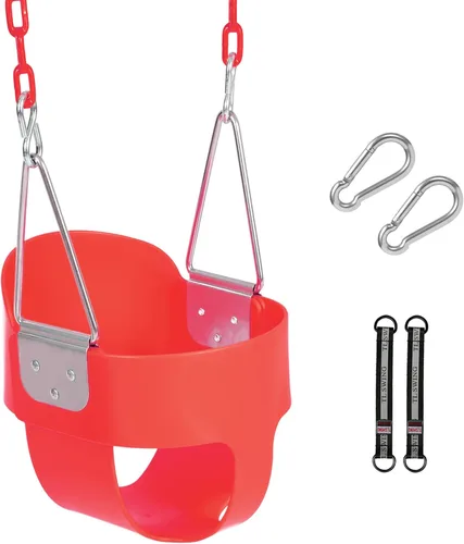Vista 15 de RedSwing Asiento de Columpio de Cubo con Respaldo Alto para Niños Pequeños con Cadenas Recubiertas, Asiento de Columpio Resistente para Niños