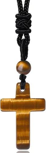 Vista 19 de XIANNVXI Collar puntiagudo con piedra de cristal curativo, cuerda negra ajustable, collar con colgante de piedras preciosas naturales, joyería