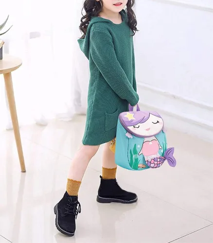 Vista 4 de Bluboon Mochila para niños pequeños para niñas, mochila preescolar 3D, mochila escolar para niños pequeños Púrpura