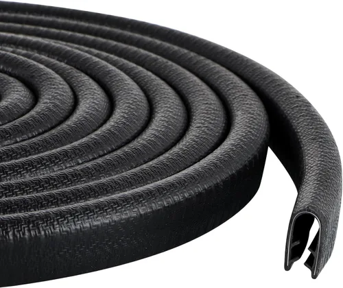 Vista 7 de Protector de borde de goma de 10 pies/3 m, protector de borde de puerta sin adhesivo, tira de sello de borde en forma de U con clips de metal