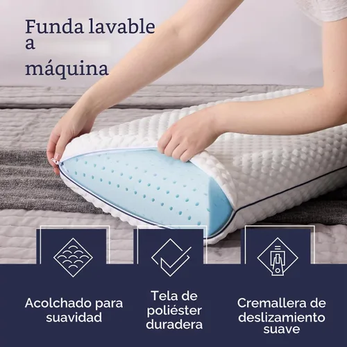 Vista 3 de WEEKENDER Almohada de espuma viscoelástica de gel, tamaño estándar, sensación firme media, soporte para cuello y hombros, para dormir de lado