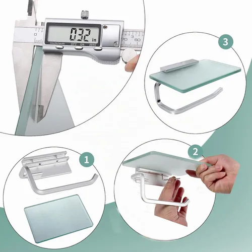 Vista 6 de Portarrollos de papel higiénico con estante de vidrio templado, soporte Blanco