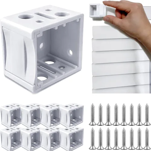 Vista 8 de Soportes para Mini Persianas, Soportes Blancos de 1 Pulgada para Persianas, Soporte de Montaje en Caja de Mini Persianas para Soporte de Riel