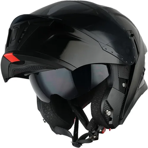 Vista 7 de 1Storm Casco integral modular/abatible con doble visera y protección solar para motocicleta de calle + Un escudo transparente adicional: KT928