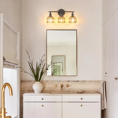 Vista 191 de Shenmoyl Lámparas de baño, lámpara de pared de 2 luces para tocador sobre espejo con pantalla de vidrio tulipán blanco para dormitorio, sala