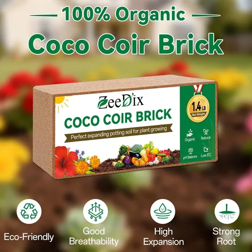 Vista 2 de ZeeDix 2 piezas de ladrillos de coco para plantas, fibra de coco 100% orgánica para tierra de jardín y mezcla de macetas, bajo equilibrio de EC