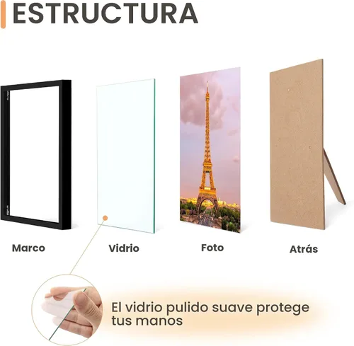 Vista 3 de upsimples - Juego de 3 marcos de fotos de 4 x 6, hechos de cristal de alta definición para 4 x 6, marcos de fotos con borde delgado para exhibición