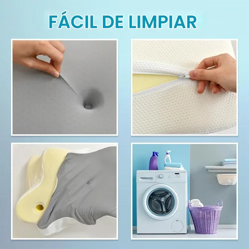 Vista 3 de DWCN Almohada cervical para aliviar el dolor de cuello y hombros, gel refrescante, soporte de espuma viscoelástica para dormir de lado, espalda Gris