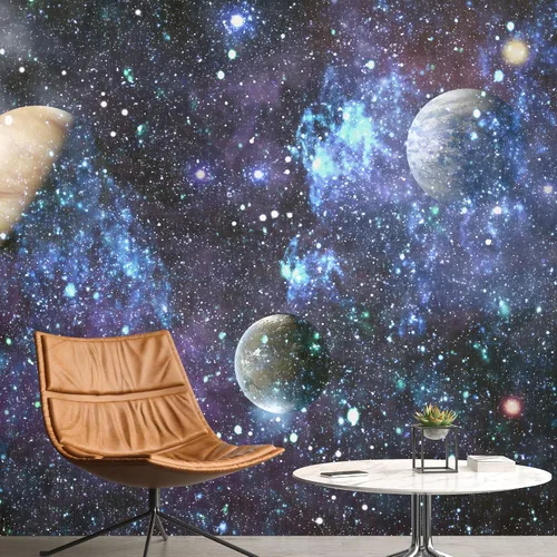 Vista 33 de NWT Calcomanía removible para pared, diseño de nube galáctica, estrella, nebulosa, fantasía, ciencia ficción, astronomía y arte espacial, arte