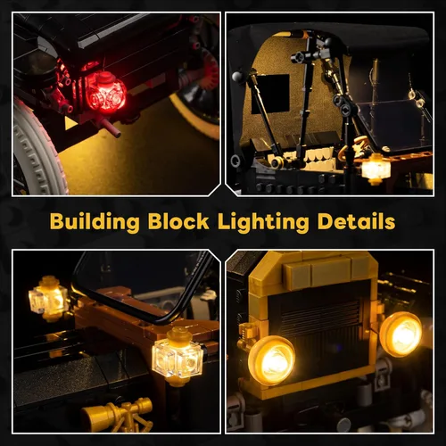Vista 4 de Kyglaring LED Light Kit Compatible with Lego 11376 Ford Model T Building Blocks, Upgrade Remote Control Lighting Accessories for Lego 11376