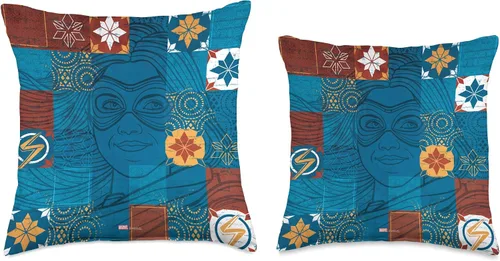 Vista 3 de Marvel Ms Kamala Khan - Almohada de patchwork, 16 x 16 pulgadas, multicolor
