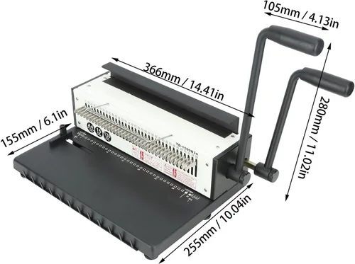Vista 3 de Focket Máquina de encuadernación de bobina, resistente 34 agujeros máx. 3:1 paso manual de perforación en espiral, 18 hojas de perforación máxima