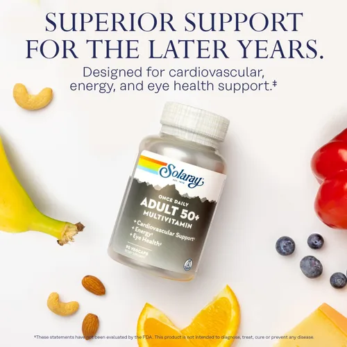Vista 3 de Solaray Once Daily Adult 50+ Multivitamínico completo para mujeres y hombres, vitaminas esenciales y minerales quelados para energía saludable