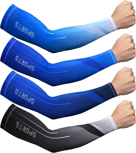 Vista 7 de JenPen 4 Pair Arm Sleeves UV Cooling Sun Protection Arm Sleeves Sports Compression for Men to Cover Tattoo