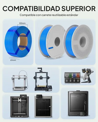 Vista 2 de ELEGOO Filamento de relleno básico PLA 1.75mm negro 4KG, filamento para impresora 3D sin carrete precisión dimensional +/- 0.02mm, PLA para 4*2.2