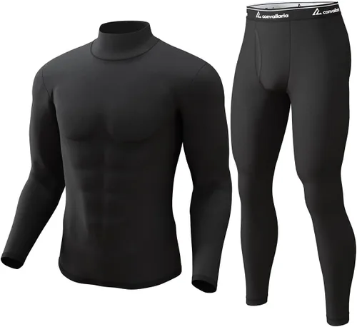 Vista 15 de Thermal Underwear Long Johns for Men Base Layer Cold Weather Set A-Negro