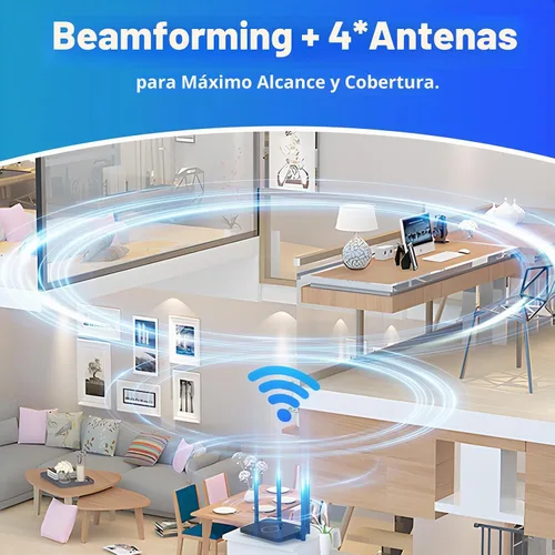 Vista 5 de DBIT AX1500 WiFi 6 Router de Internet inalámbrico de doble banda, velocidad inalámbrica de hasta 1.5 Gbps con 4* puertos Gigabit Ethernet