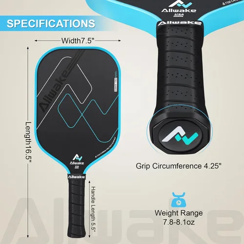 Vista 2 de T700 Carbon Fiber Pickleball Paddles - USAPA Approved 8.0oz Lightweight Design Honeycomb Polymer Core for Control & Power Textured Surface +